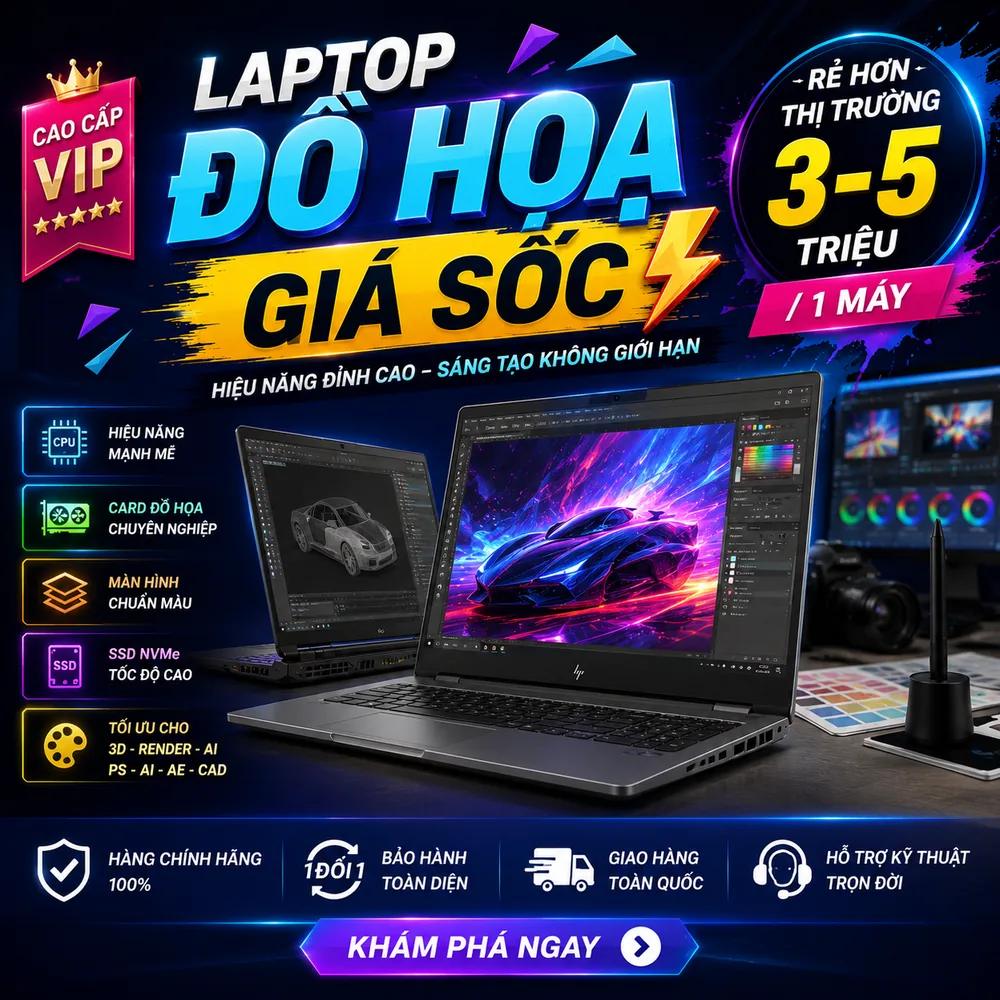 Laptop đồ họa workstation render 3D AutoCAD SolidWorks Revit Photoshop Premiere