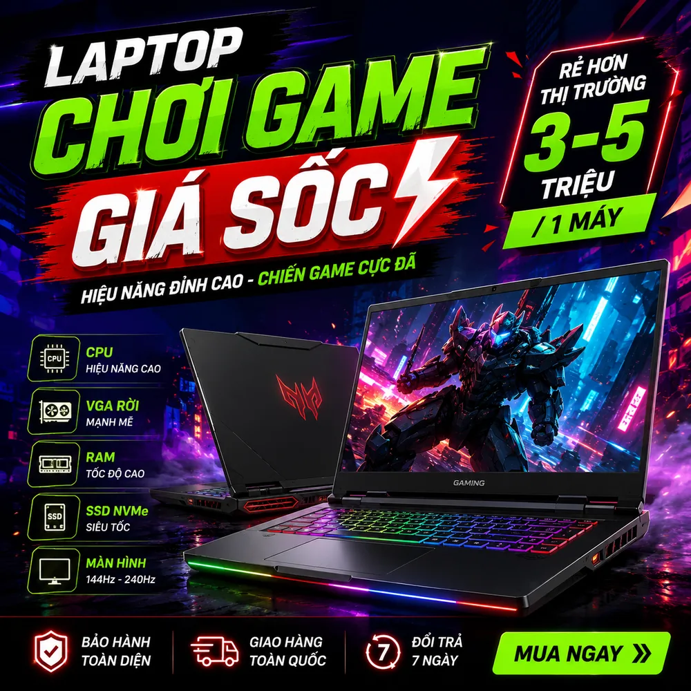 Laptop gaming giá sốc RTX 3050 RTX 4050 RTX 4060 RTX 4070 màn hình 144Hz